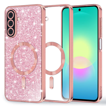 Husa MagSafe pentru Samsung Galaxy A27 5G, Techsuit, Luxury Glitter, Roz Aurie