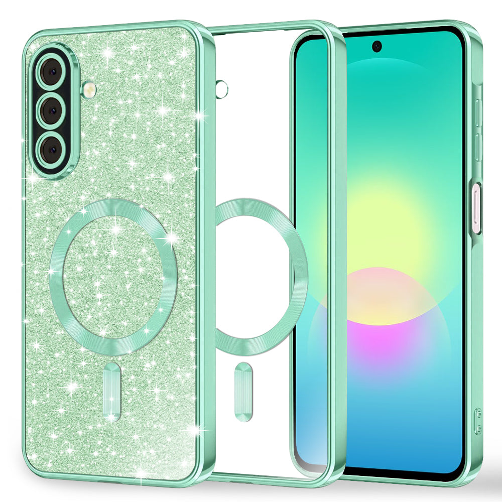Husa MagSafe pentru Samsung Galaxy A27 5G, Techsuit, Luxury Glitter, Verde Deschis