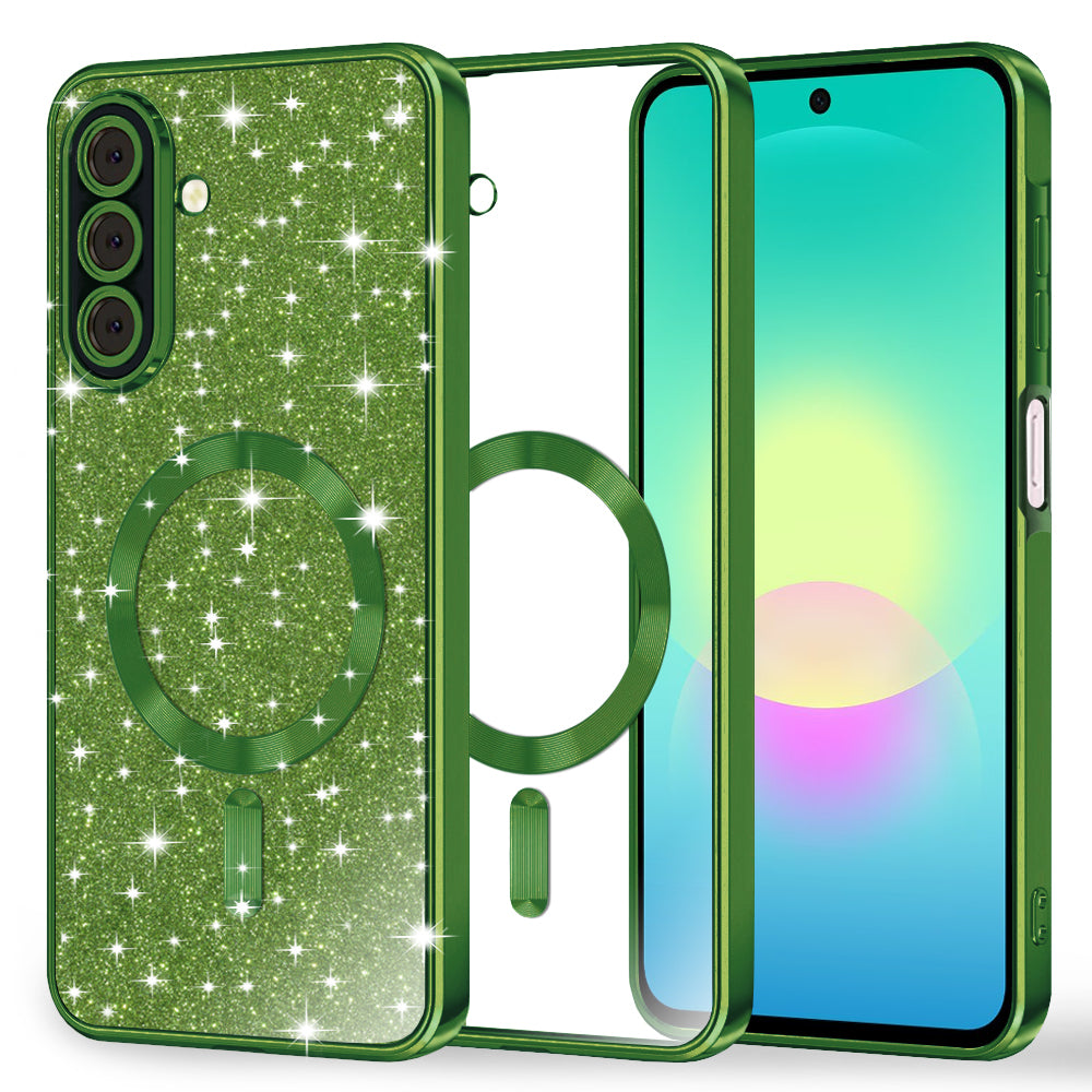 Husa MagSafe pentru Samsung Galaxy A27 5G, Techsuit, Luxury Glitter, Verde Inchis
