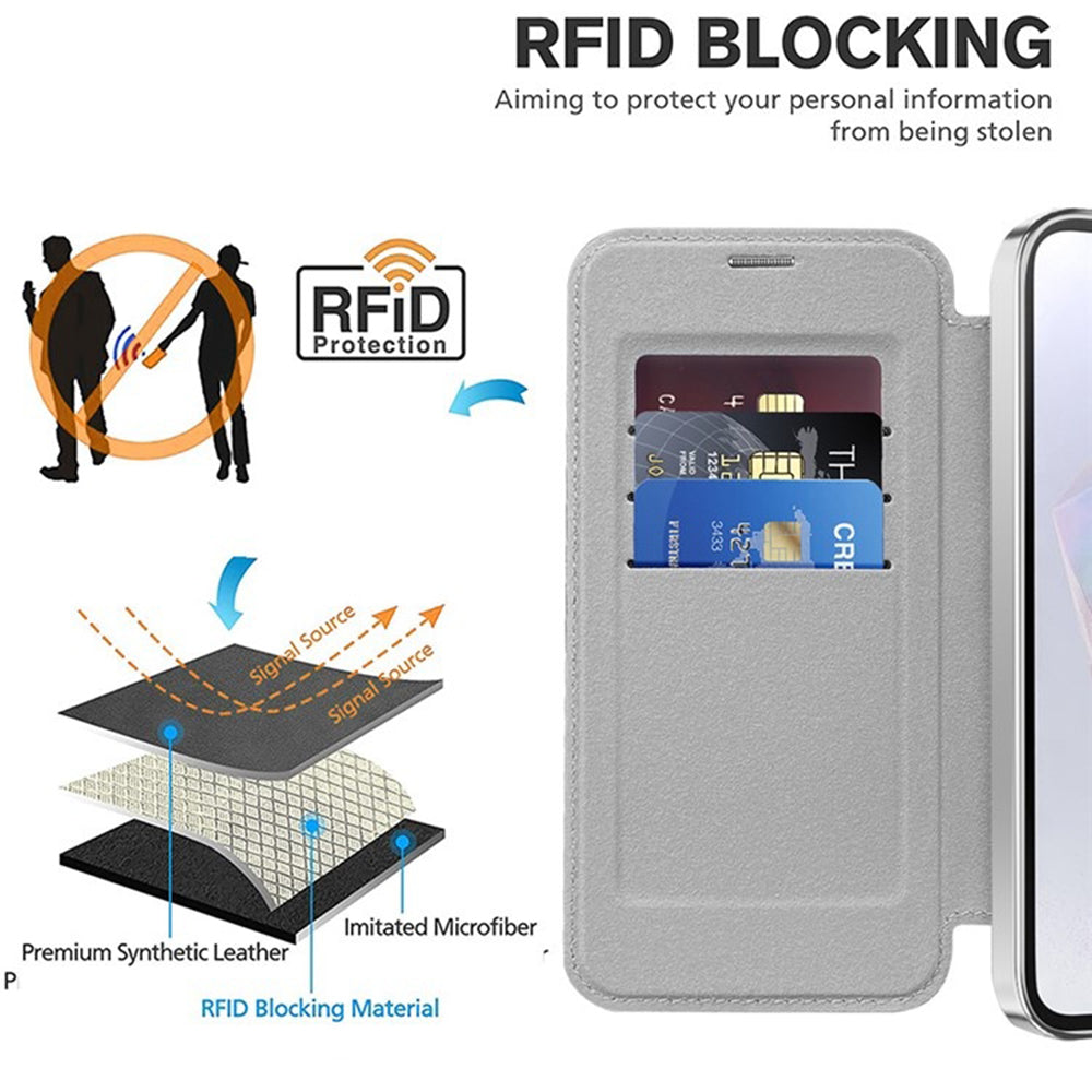 Husa MagSafe pentru Samsung Galaxy A35 5G A356, Techsuit, SmartMag Book, Gri