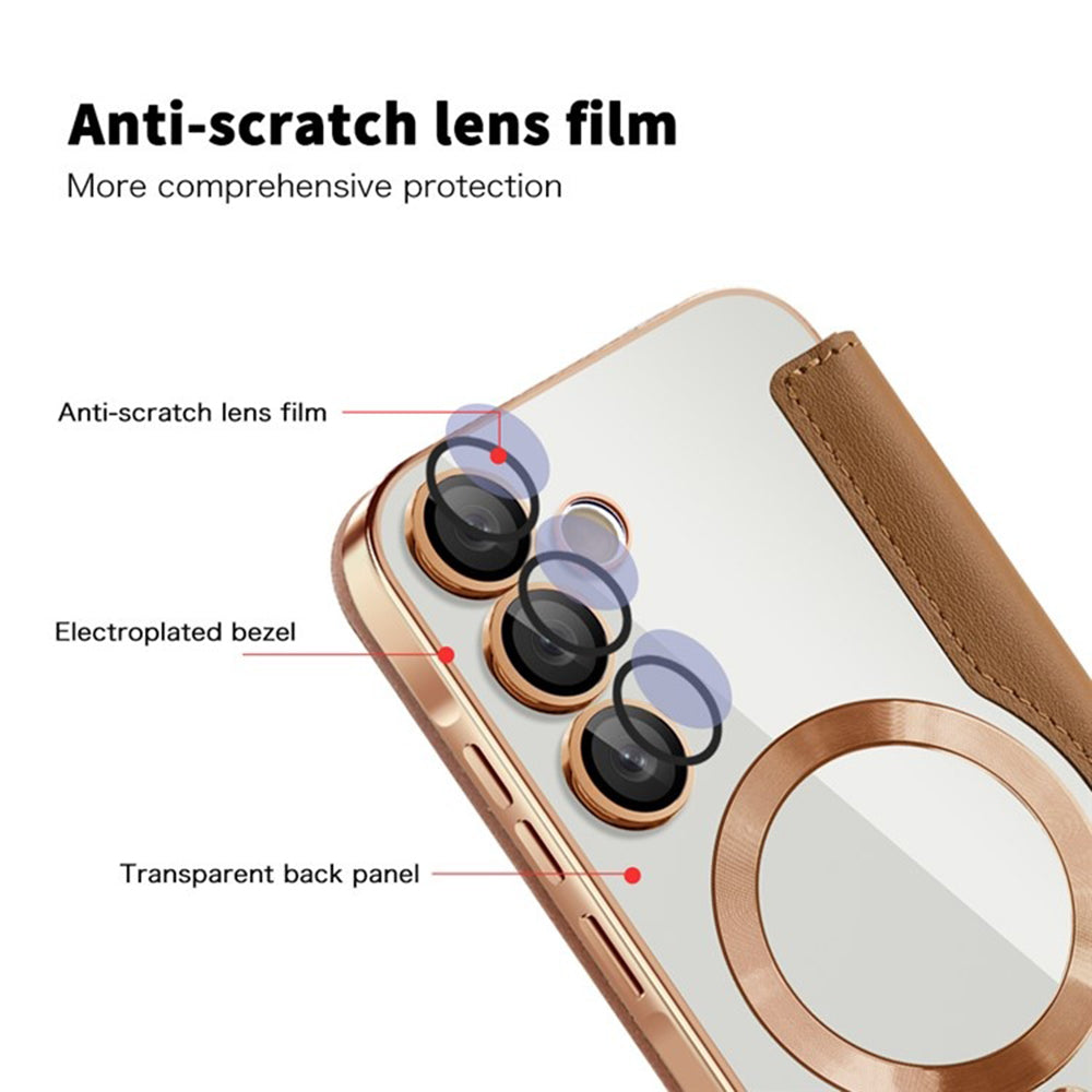 Husa MagSafe pentru Samsung Galaxy A35 5G A356, Techsuit, SmartMag Book, Maro