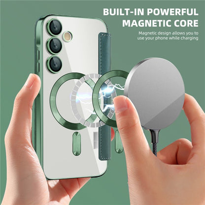 Husa MagSafe pentru Samsung Galaxy A35 5G A356, Techsuit, SmartMag Book, Verde