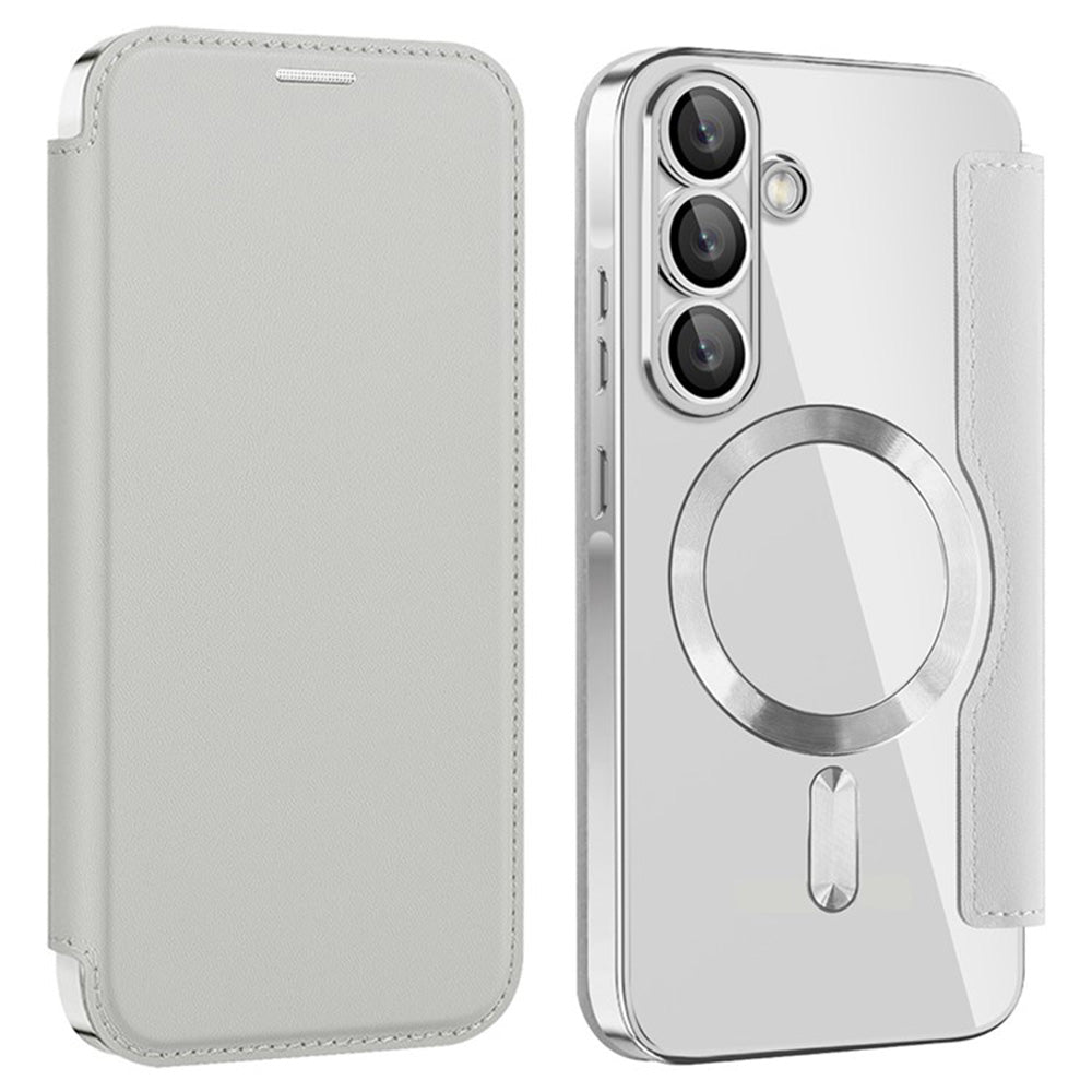 Husa MagSafe pentru Samsung Galaxy A36 A366, Techsuit, SmartMag Book, Gri