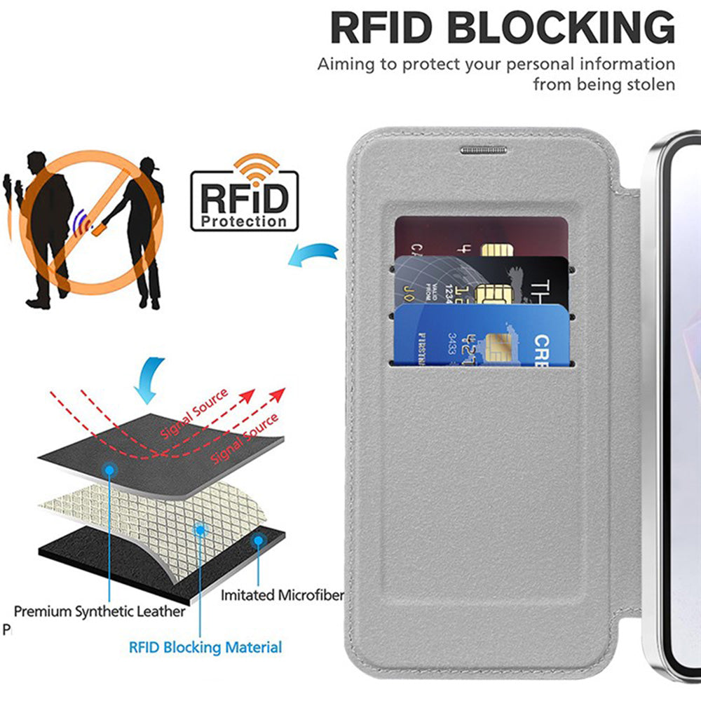 Husa MagSafe pentru Samsung Galaxy A36 A366, Techsuit, SmartMag Book, Gri