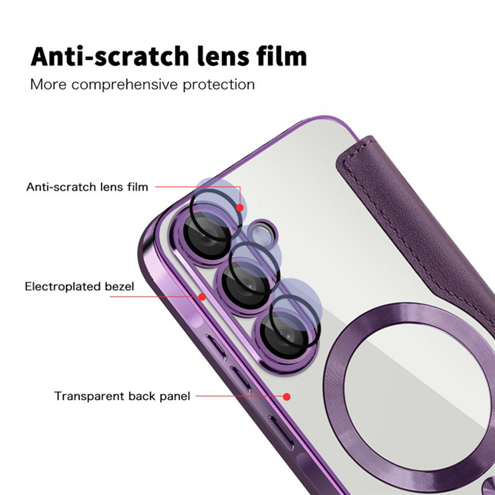Husa MagSafe pentru Samsung Galaxy A36 A366, Techsuit, SmartMag Book, Mov