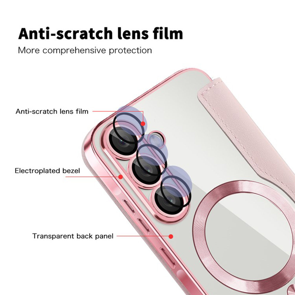 Husa MagSafe pentru Samsung Galaxy A36 A366, Techsuit, SmartMag Book, Roz