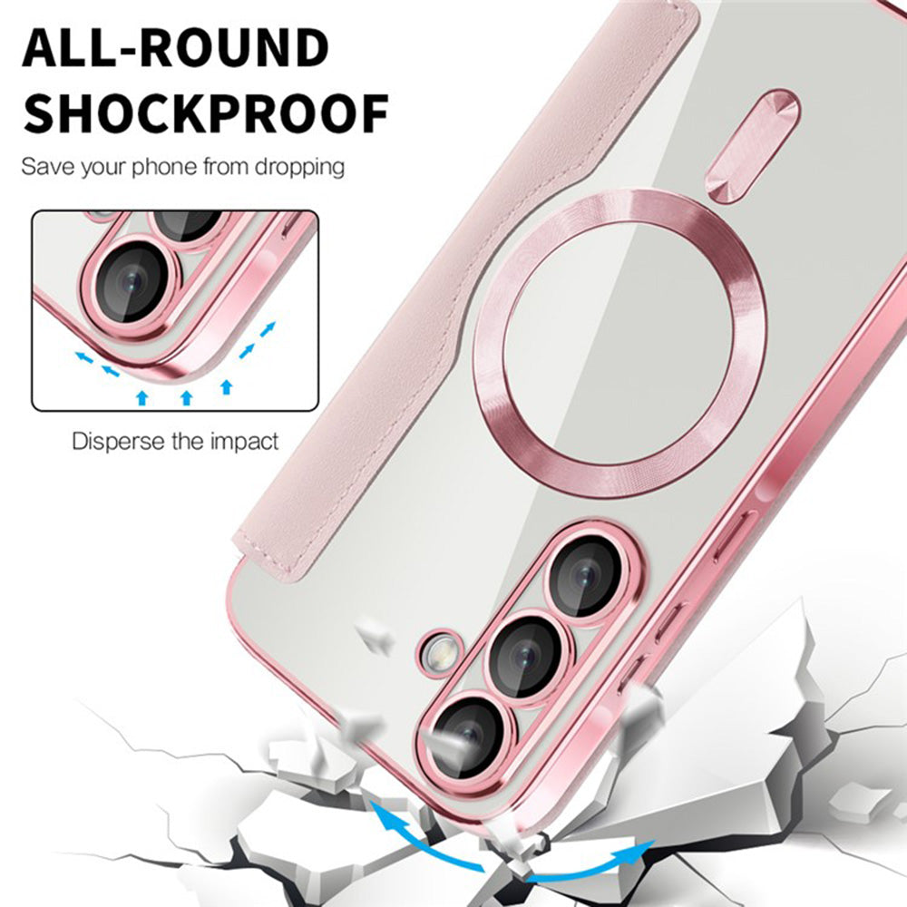Husa MagSafe pentru Samsung Galaxy A36 A366, Techsuit, SmartMag Book, Roz