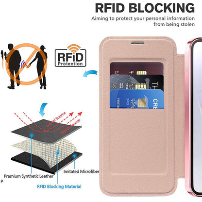 Husa MagSafe pentru Samsung Galaxy A36 A366, Techsuit, SmartMag Book, Roz