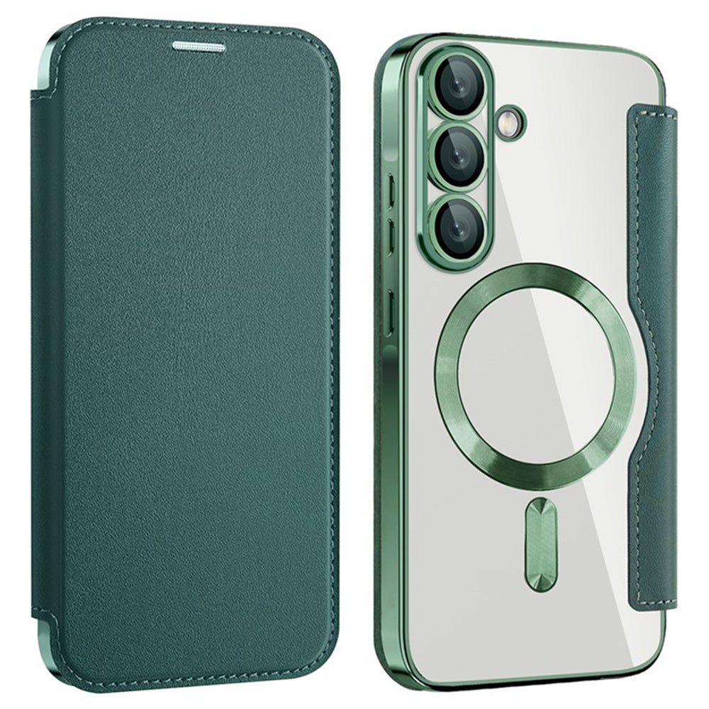 Husa MagSafe pentru Samsung Galaxy A36 A366, Techsuit, SmartMag Book, Verde