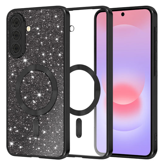 Husa MagSafe pentru Samsung Galaxy A37 5G, Techsuit, Luxury Glitter, Neagra