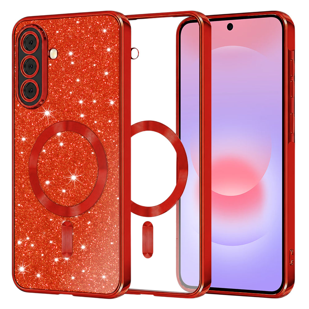 Husa MagSafe pentru Samsung Galaxy A37 5G, Techsuit, Luxury Glitter, Rosie