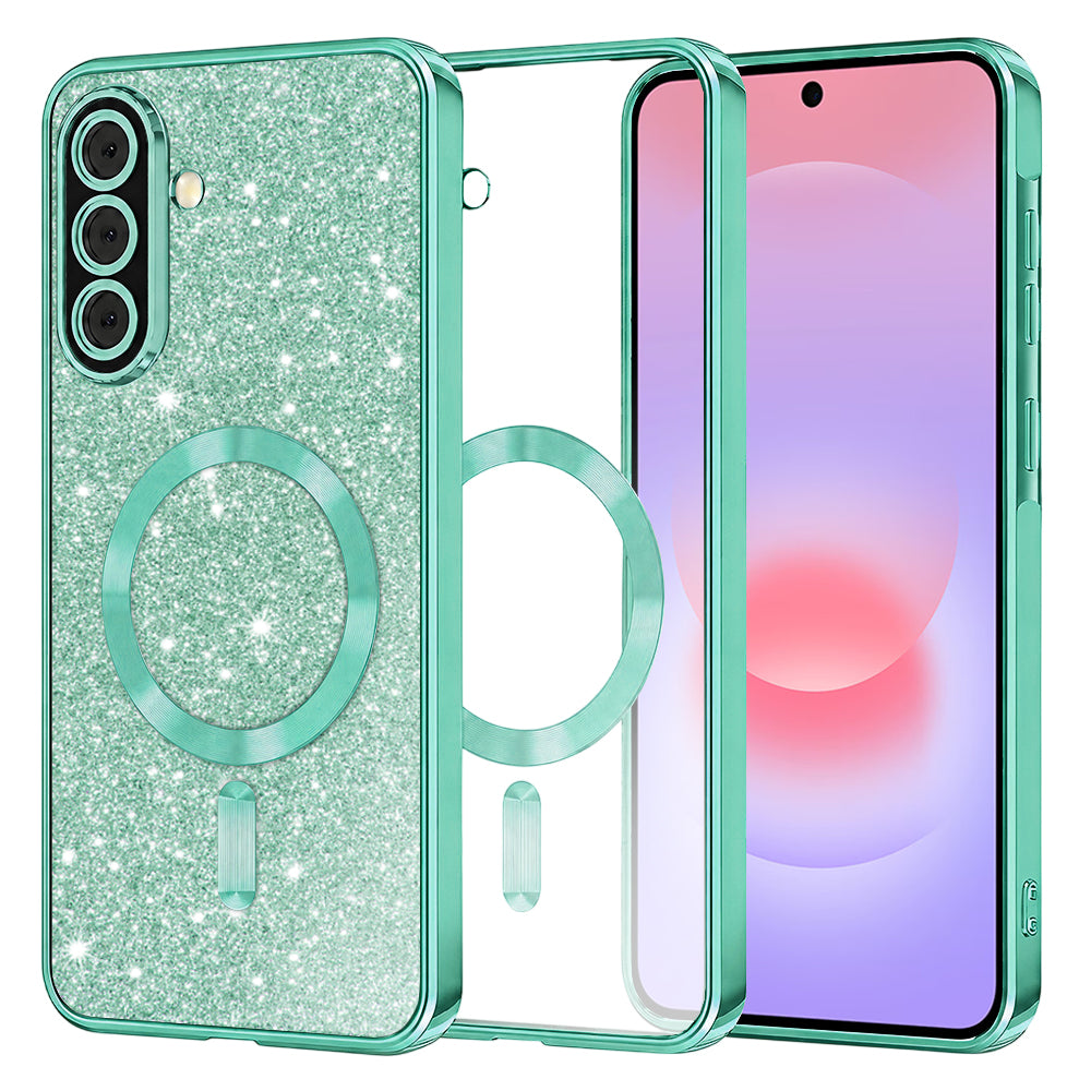 Husa MagSafe pentru Samsung Galaxy A37 5G, Techsuit, Luxury Glitter, Verde Deschis
