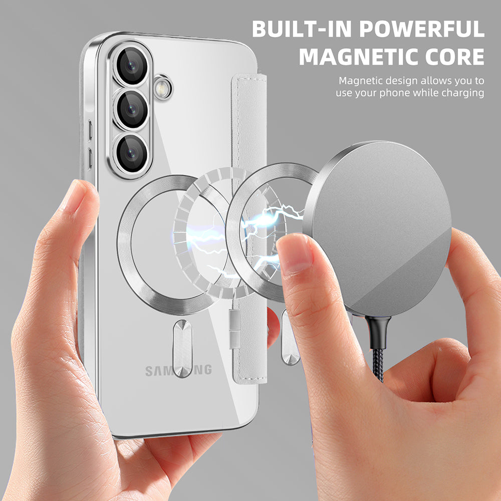 Husa MagSafe pentru Samsung Galaxy A37 5G, Techsuit, SmartMag Book, Gri