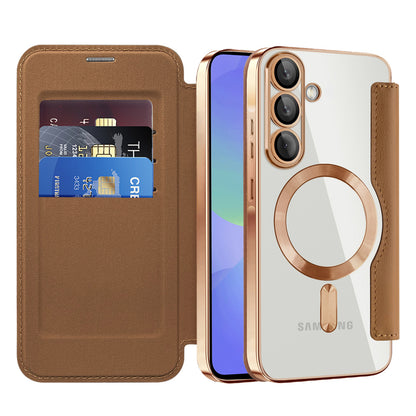 Husa MagSafe pentru Samsung Galaxy A37 5G, Techsuit, SmartMag Book, Maro