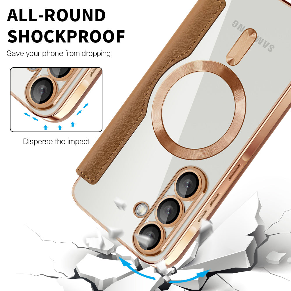 Husa MagSafe pentru Samsung Galaxy A37 5G, Techsuit, SmartMag Book, Maro