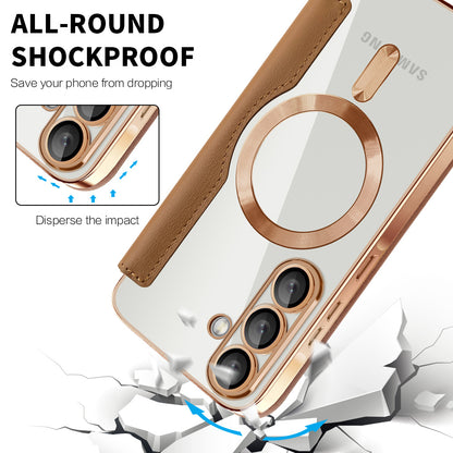 Husa MagSafe pentru Samsung Galaxy A37 5G, Techsuit, SmartMag Book, Maro