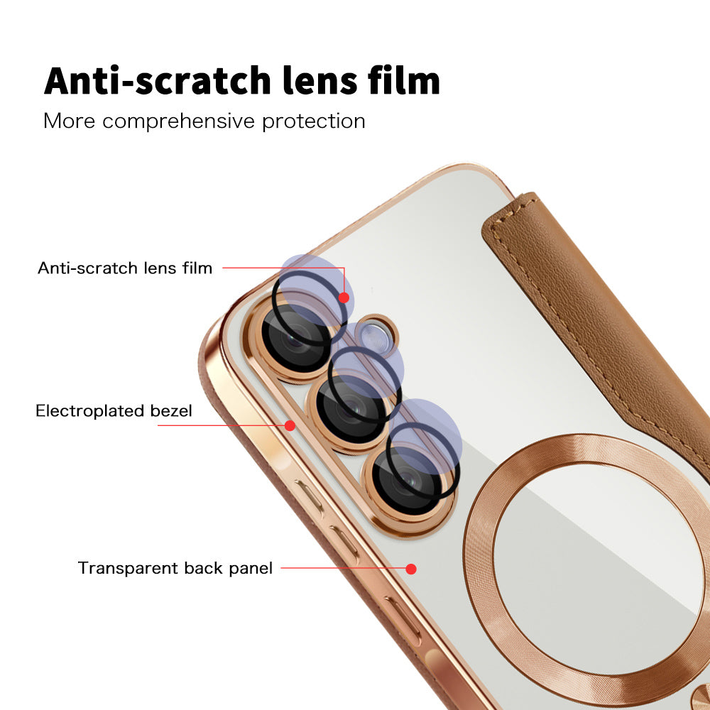 Husa MagSafe pentru Samsung Galaxy A37 5G, Techsuit, SmartMag Book, Maro