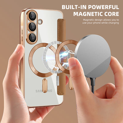 Husa MagSafe pentru Samsung Galaxy A37 5G, Techsuit, SmartMag Book, Maro