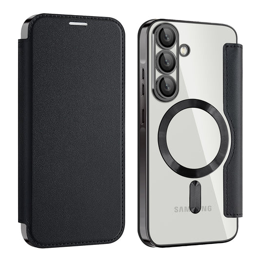 Husa MagSafe pentru Samsung Galaxy A37 5G, Techsuit, SmartMag Book, Neagra