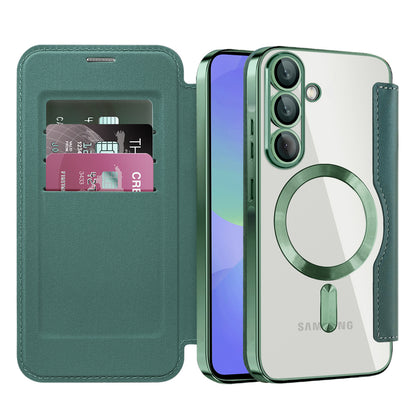 Husa MagSafe pentru Samsung Galaxy A37 5G, Techsuit, SmartMag Book, Verde