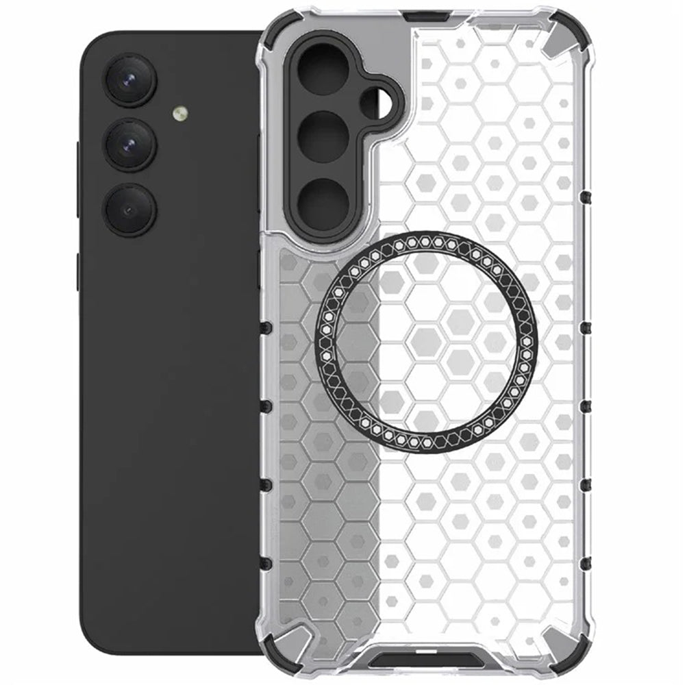 Husa MagSafe pentru Samsung Galaxy A55 5G A556, Techsuit, HoneyComb Shield, Alba