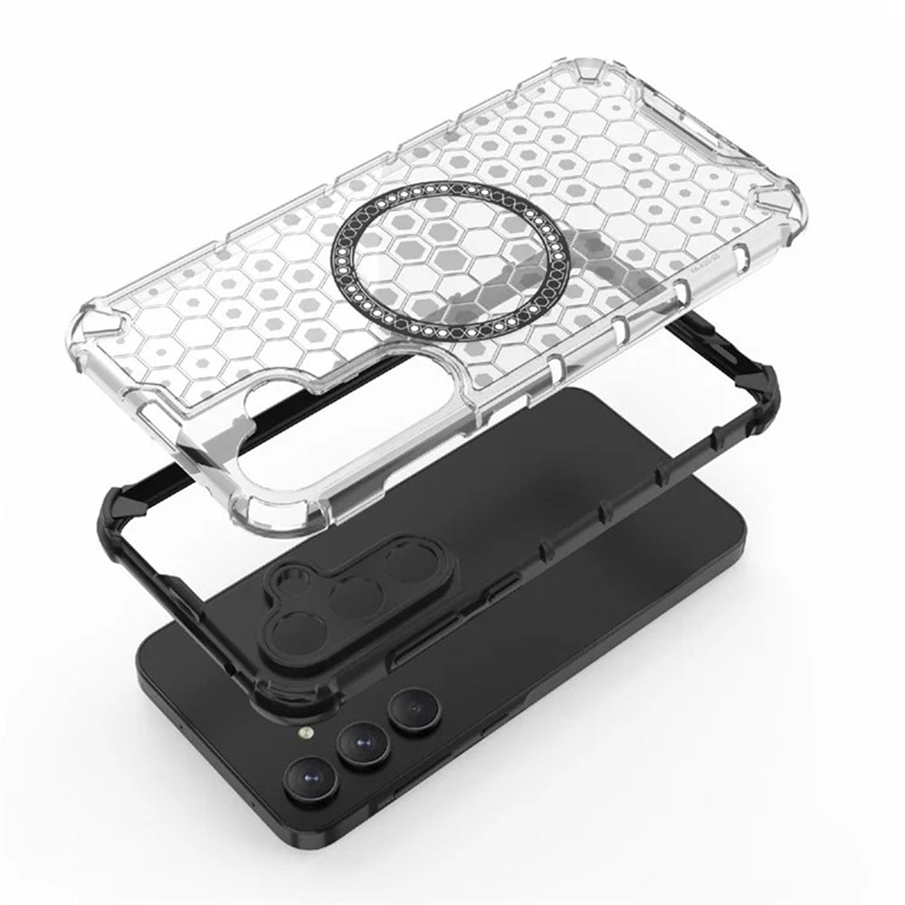 Husa MagSafe pentru Samsung Galaxy A55 5G A556, Techsuit, HoneyComb Shield, Alba