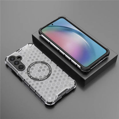 Husa MagSafe pentru Samsung Galaxy A55 5G A556, Techsuit, HoneyComb Shield, Alba