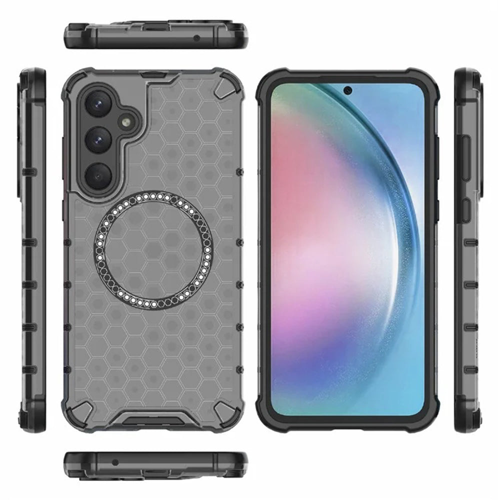 Husa MagSafe pentru Samsung Galaxy A55 5G A556, Techsuit, HoneyComb Shield, Neagra