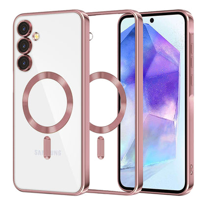 Husa MagSafe pentru Samsung Galaxy A55 5G A556, Techsuit, Luxury Crystal, Roz