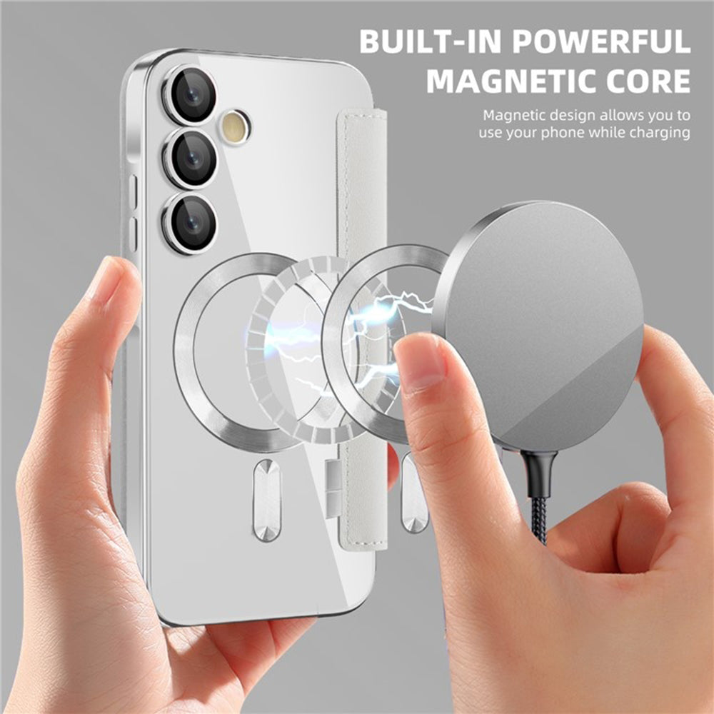 Husa MagSafe pentru Samsung Galaxy A55 5G A556, Techsuit, SmartMag Book, Gri