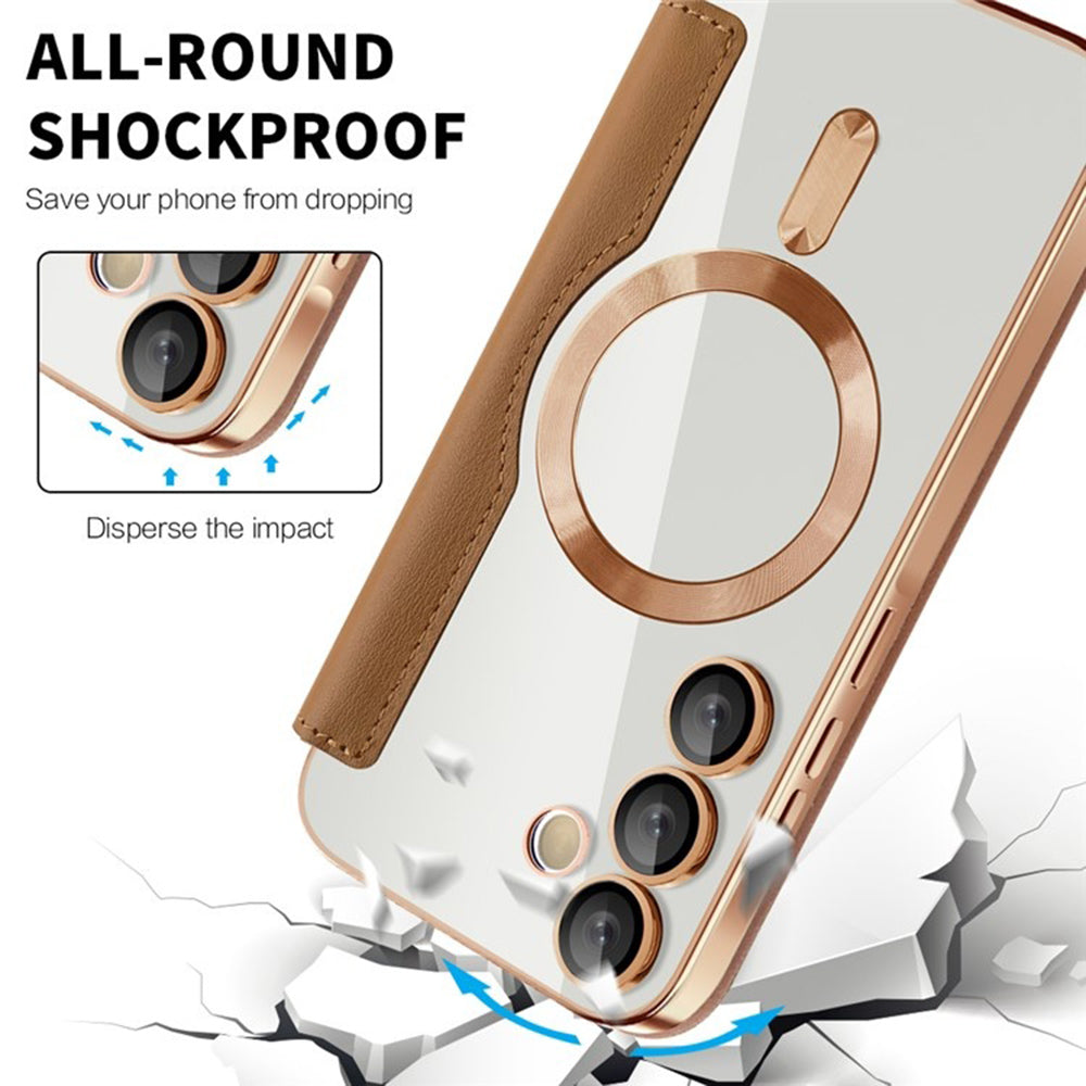 Husa MagSafe pentru Samsung Galaxy A55 5G A556, Techsuit, SmartMag Book, Maro