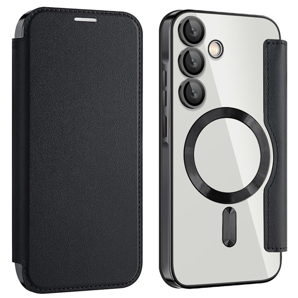 Husa MagSafe pentru Samsung Galaxy A55 5G A556, Techsuit, SmartMag Book, Neagra