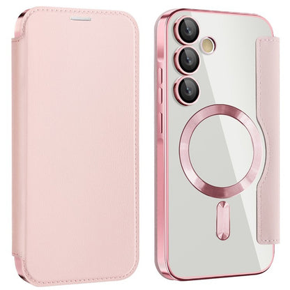 Husa MagSafe pentru Samsung Galaxy A55 5G A556, Techsuit, SmartMag Book, Roz