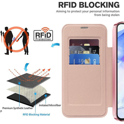 Husa MagSafe pentru Samsung Galaxy A55 5G A556, Techsuit, SmartMag Book, Roz