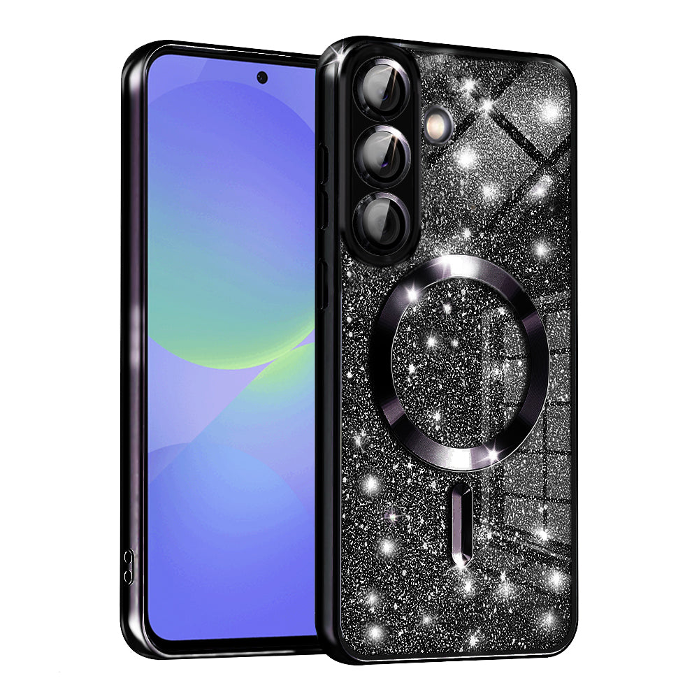 Husa MagSafe pentru Samsung Galaxy A56 A566 / A36 A366, Techsuit, Luxury Glitter, Neagra