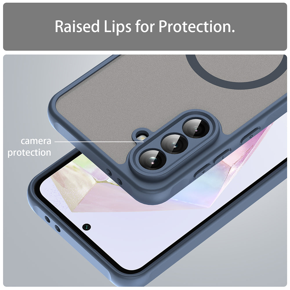 Husa MagSafe pentru Samsung Galaxy A56 A566, Techsuit, HaloFrost II, Bleumarin