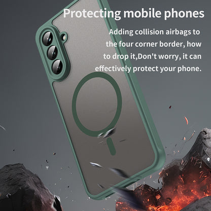 Husa MagSafe pentru Samsung Galaxy A56 A566, Techsuit, HaloFrost II, Verde