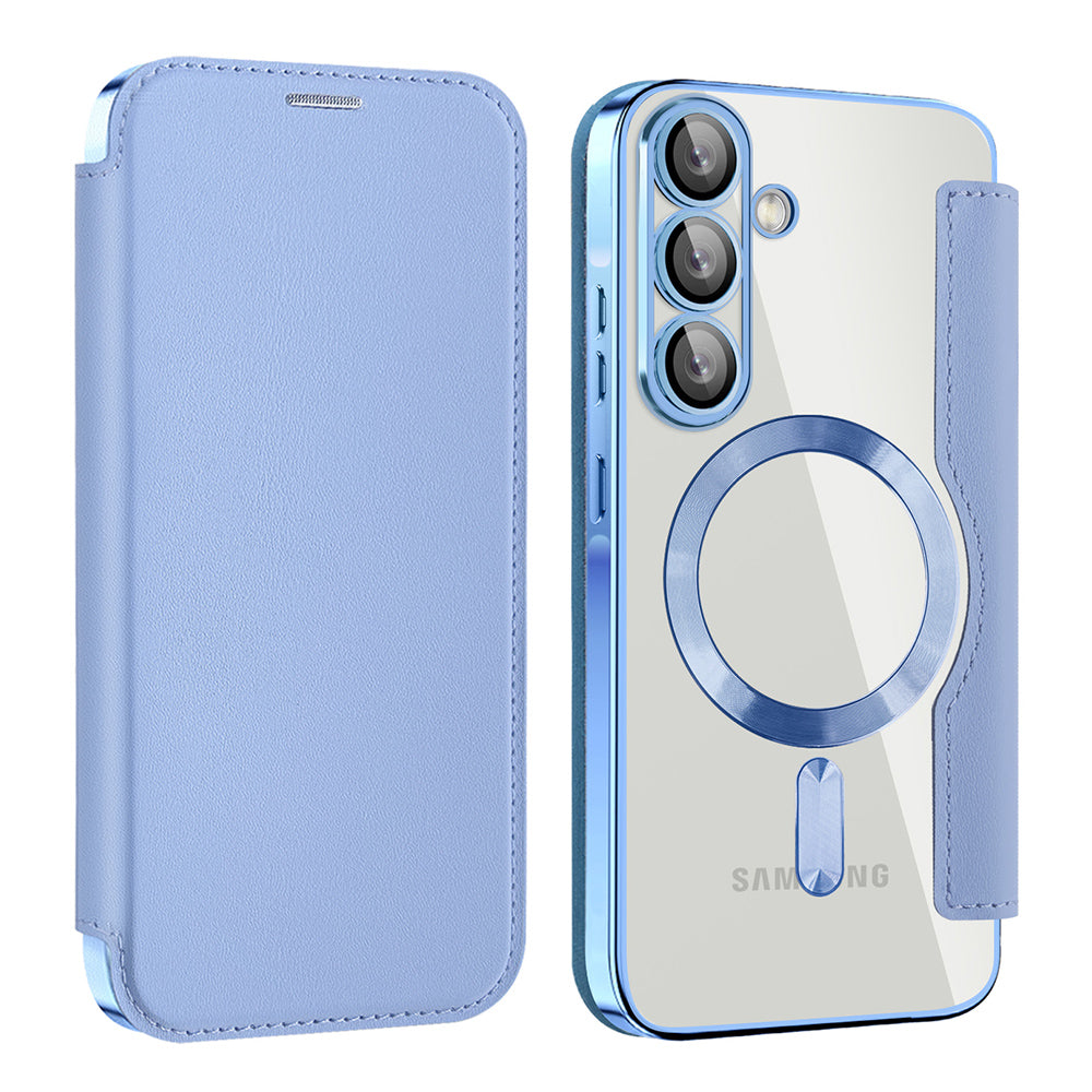 Husa MagSafe pentru Samsung Galaxy A56 A566, Techsuit, SmartMag Book, Bleu