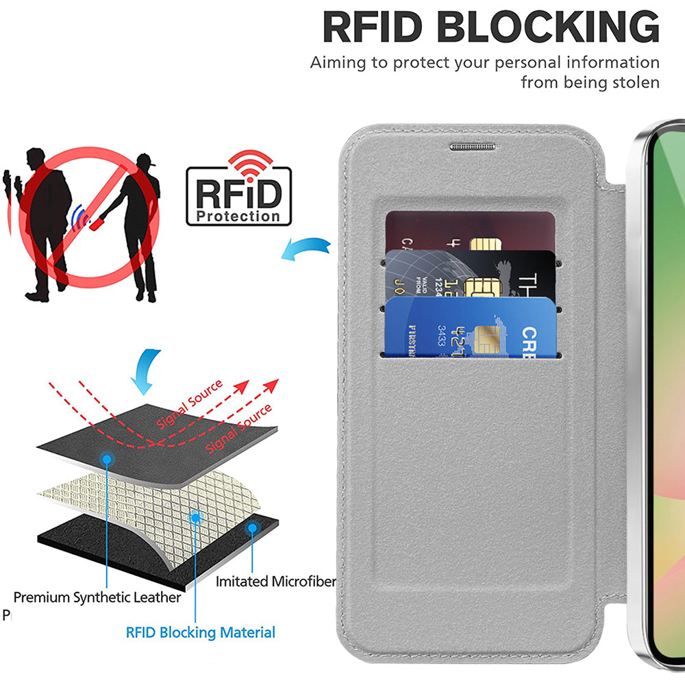 Husa MagSafe pentru Samsung Galaxy A56 A566, Techsuit, SmartMag Book, Gri
