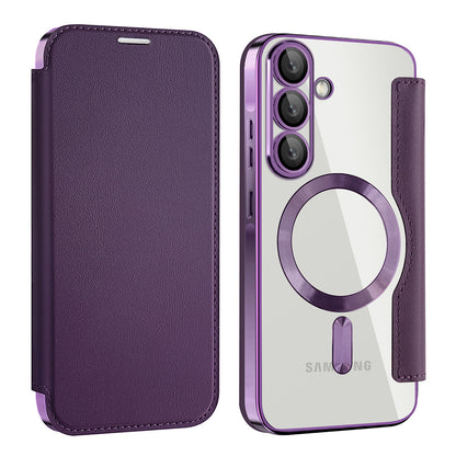 Husa MagSafe pentru Samsung Galaxy A56 A566, Techsuit, SmartMag Book, Mov