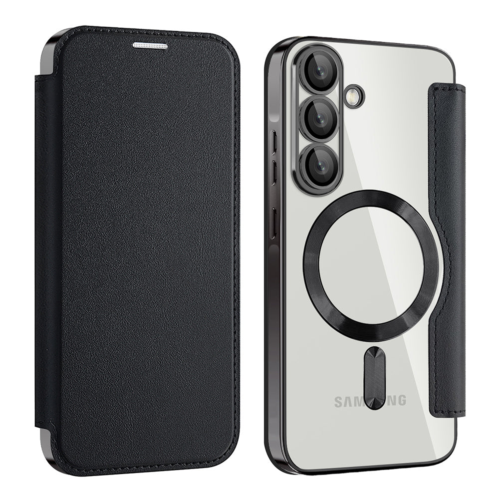Husa MagSafe pentru Samsung Galaxy A56 A566, Techsuit, SmartMag Book, Neagra