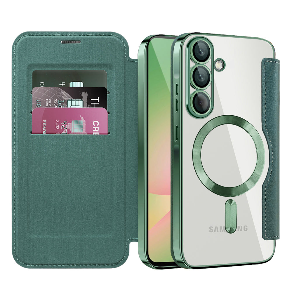 Husa MagSafe pentru Samsung Galaxy A56 A566, Techsuit, SmartMag Book, Verde