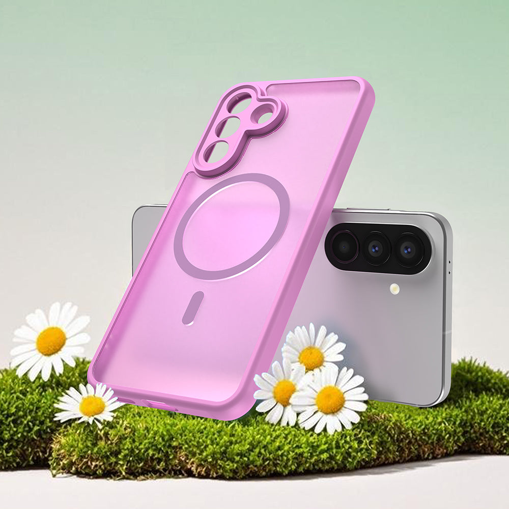 Husa MagSafe pentru Samsung Galaxy A57 5G, Techsuit, HaloFrost II, Roz