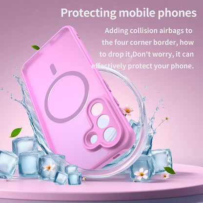 Husa MagSafe pentru Samsung Galaxy A57 5G, Techsuit, HaloFrost II, Roz