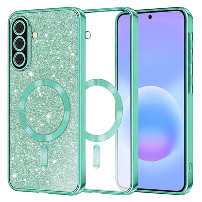 Husa MagSafe pentru Samsung Galaxy A57 5G, Techsuit, Luxury Glitter, Verde Deschis