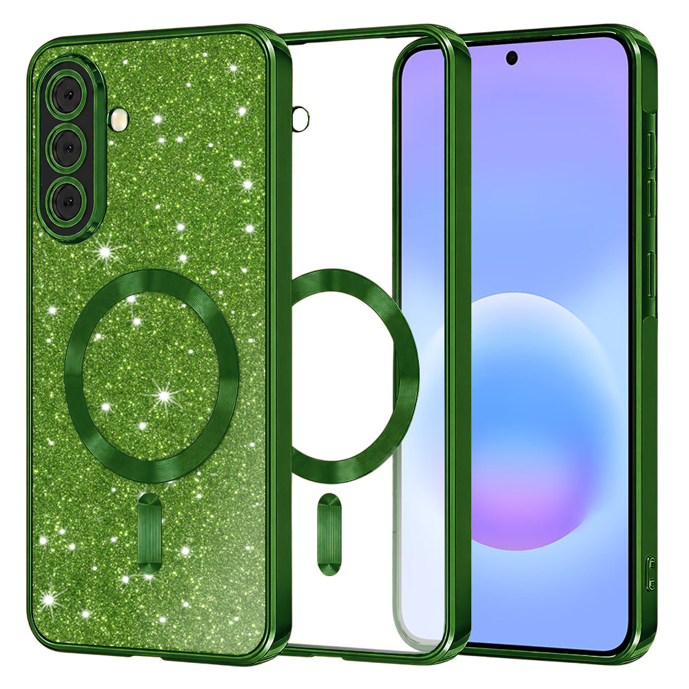 Husa MagSafe pentru Samsung Galaxy A57 5G, Techsuit, Luxury Glitter, Verde Inchis