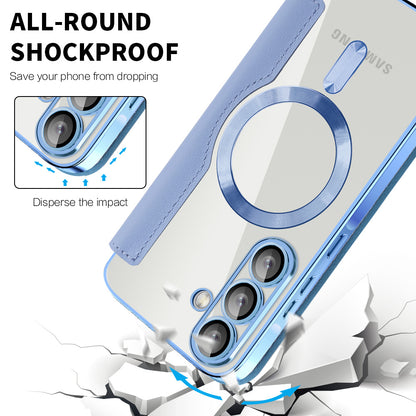 Husa MagSafe pentru Samsung Galaxy A57 5G, Techsuit, SmartMag Book, Bleu