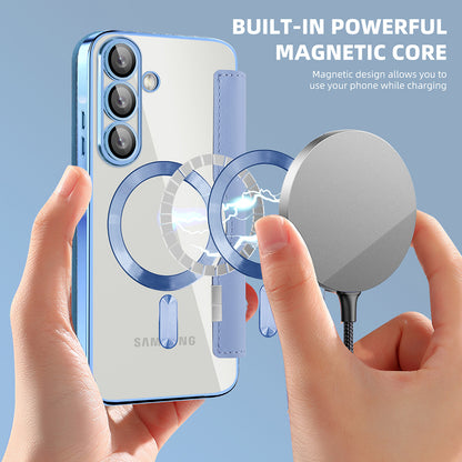 Husa MagSafe pentru Samsung Galaxy A57 5G, Techsuit, SmartMag Book, Bleu