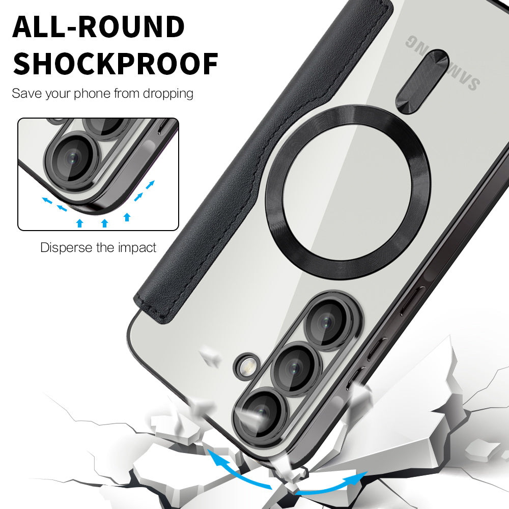 Husa MagSafe pentru Samsung Galaxy A57 5G, Techsuit, SmartMag Book, Neagra