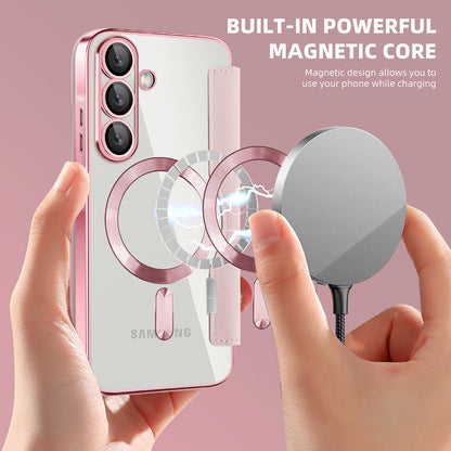 Husa MagSafe pentru Samsung Galaxy A57 5G, Techsuit, SmartMag Book, Roz